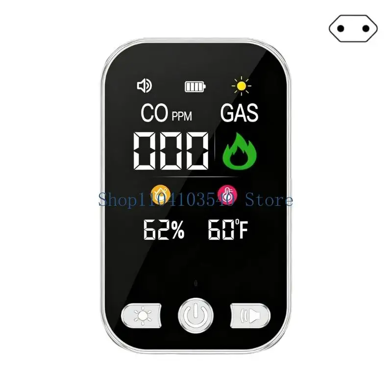 02DC Indoor Gas Warning Unit with Digital Screen, Temperature Moisture Display and Backup Battery Design for Home Basement