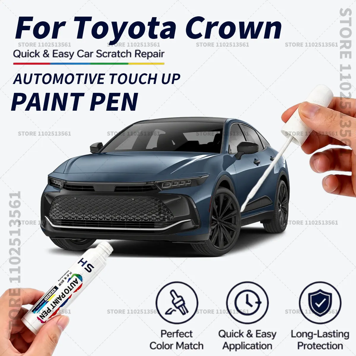 For Toyota Crown Black White Red Quick Dry Car Touch Up Paint Pen Auto Scratch Repair Brush for Paint Chips Scratches and Scuffs