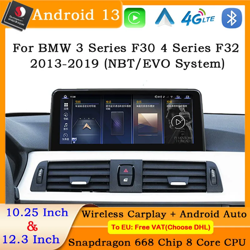 

Android 13 Snapdragon 668 Car Radio Stereo Multimedia Player For BMW 3/4 Series F30/F32 2013-2019 NBT/EVO Wireless carplay