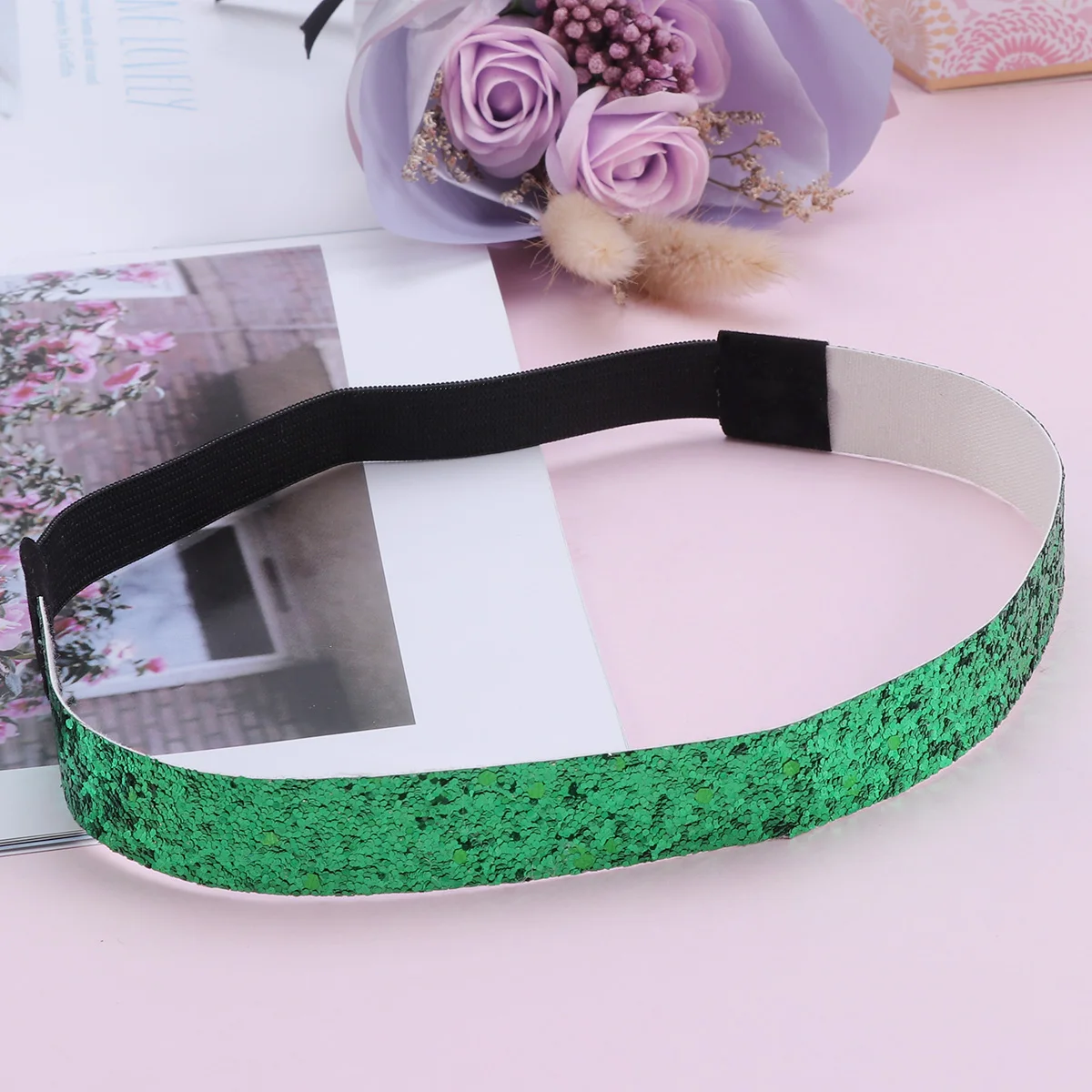 

Sequin Headband Glitter Hairband Elastic Non Slip Band Comfortable Fit Sparkly Band Birthday Party Cosplay Festivals