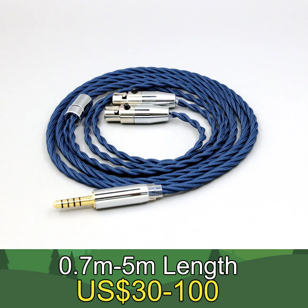 

99% Pure Silver OCC Graphene Alloy Full Sleeved Earphone Cable For Abyss AB 1266 Phi TC Dual Mini xlr 3 pin head(amame) LN008606