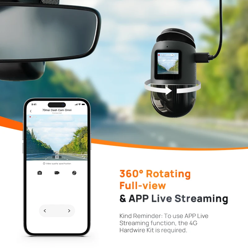 70mai Dash Cam X200 Omni  360° Full View 70mai Camera Car DVR X200 Built-in GPS ADAS 24H Parking Monitor eMMC Storage AI Motion