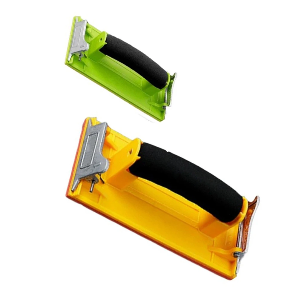 Plastic Frame and Foam Sandpaper Holder for Surface Preparation Before Painting or Coating 9x19cm Green Yellow