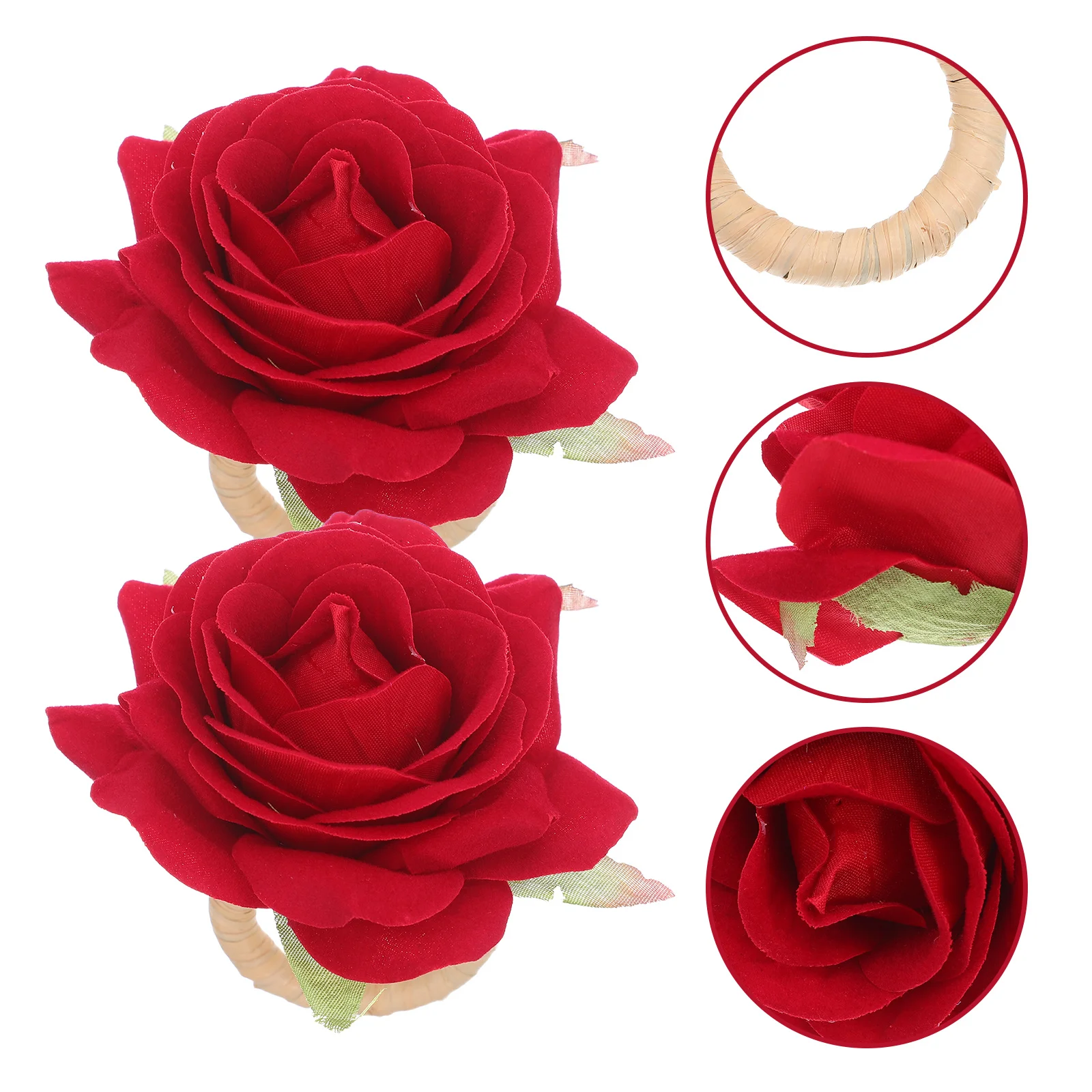 

6Pcs Creative Rose Napkin Rings Set Artificial Flower Serviette Buckles for Wedding Banquet Party Thanksgiving Table Decor