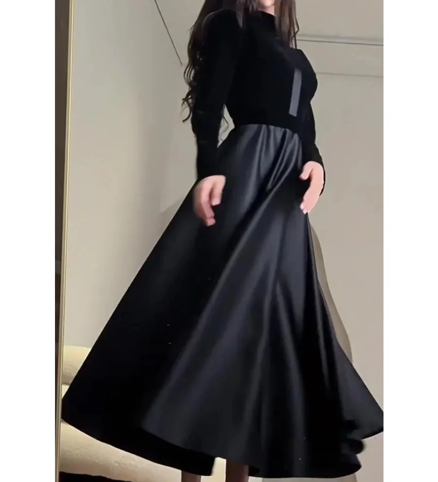 Eid Muslim Velvet Dress for Women Abaya Autumn Spring Thick Party Dresses Ramadan Abayas Kaftan Islam Dubai Arab Long Robe 2024