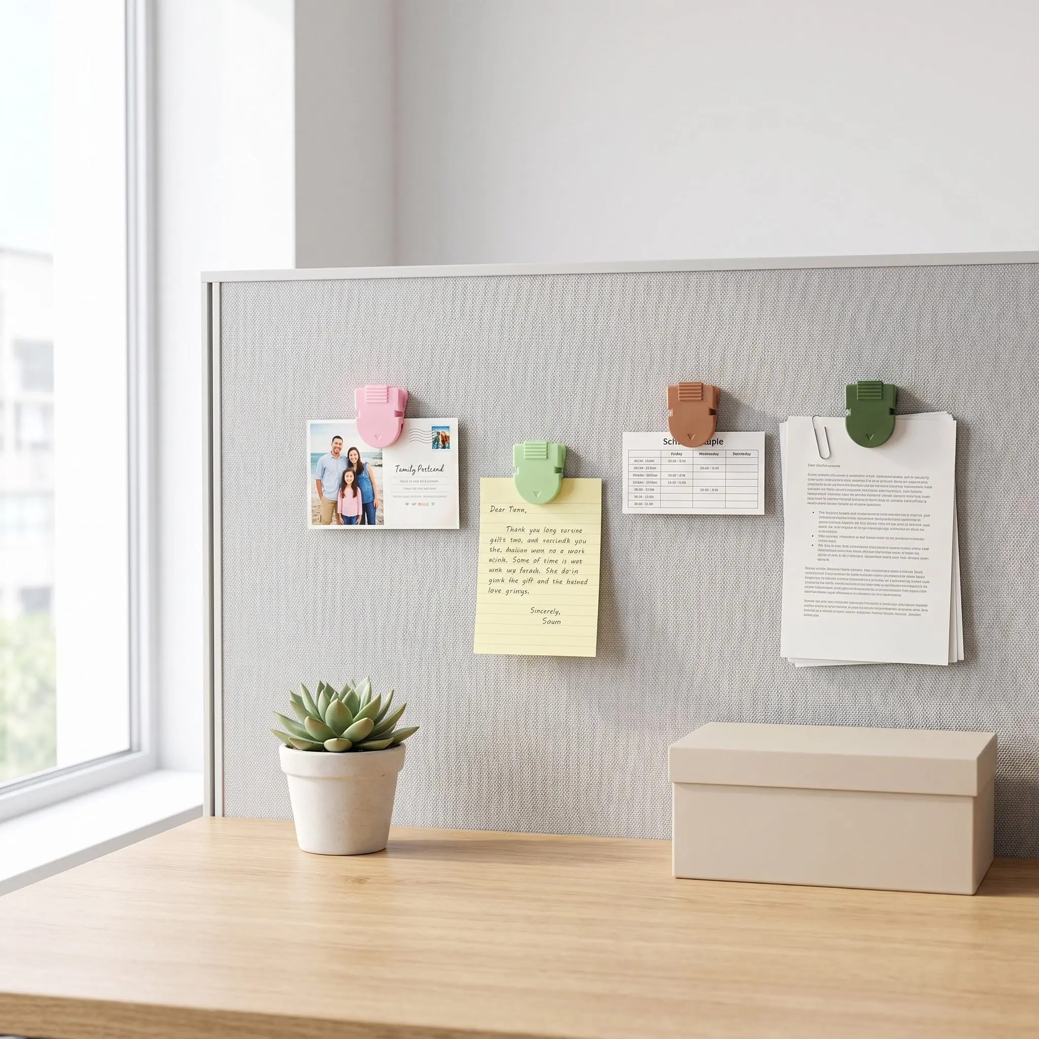 20Pcs Cubicle Clips Fabric Partition Wall Hooks Note Holder Office Cubicle Photo Memo Bulletin Board Panel Clips for Accessories