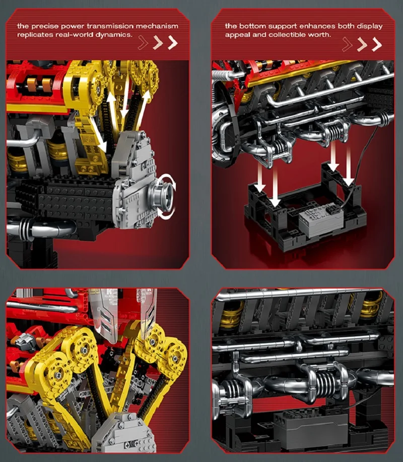 33017 4719 шт. MOC технические механические V12 двигатель строительные блоки сборка кирпичей модель DIY детские игрушки Рождественский подарочный набор
