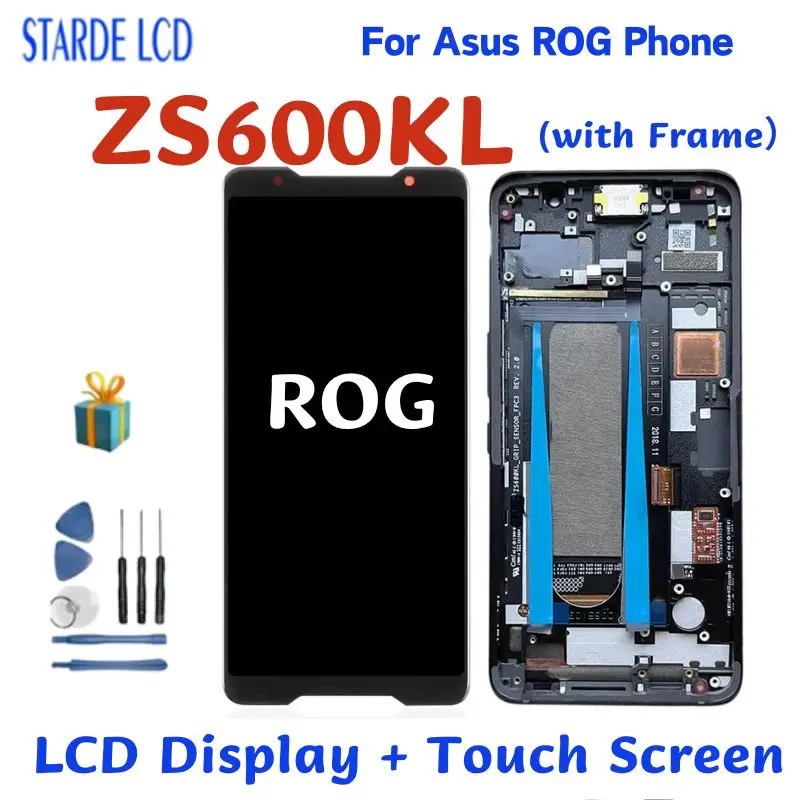 

Original For Asus ROG Phone ZS600kl Z01QD LCD Display Touch Screen Digitizer Assembly For Asus ZS600KL Replacement With Frame