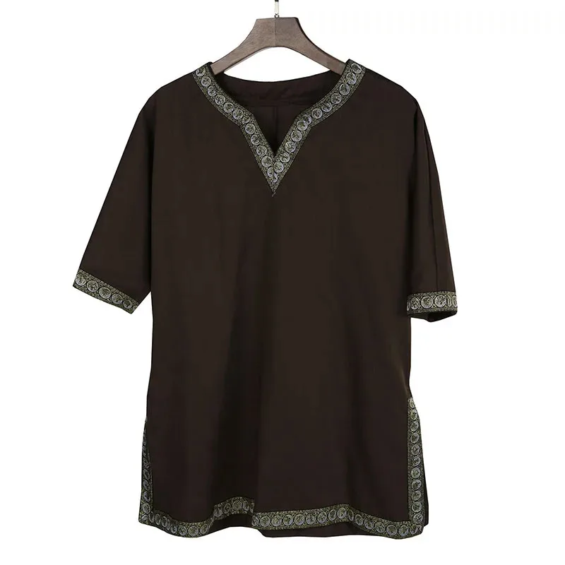 2025 yiyi Uomini Adulti Cavaliere Medievale Guerriero Costume Tunica Verde Abbigliamento Norman Chevalier Treccia Vichingo Pirata Sassone LARP Top Shi