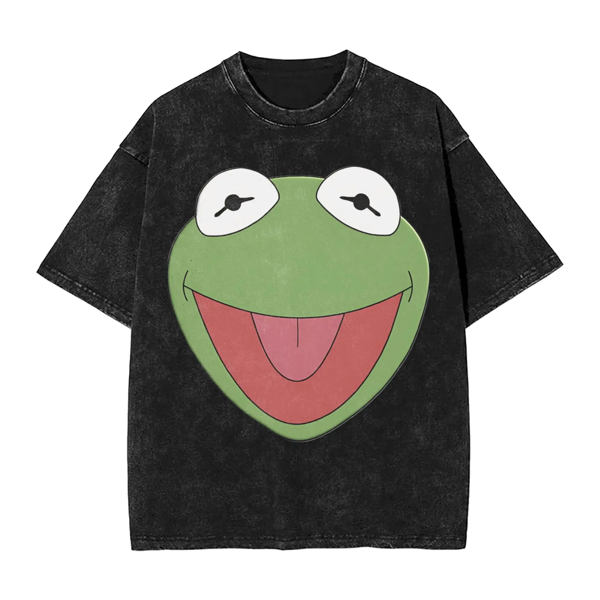 Kermits the Frog Accessories Washed T Shirt for Men Women Streetwear Hip Hop T-Shirt Summer  Tees Tops 100% Cotton
