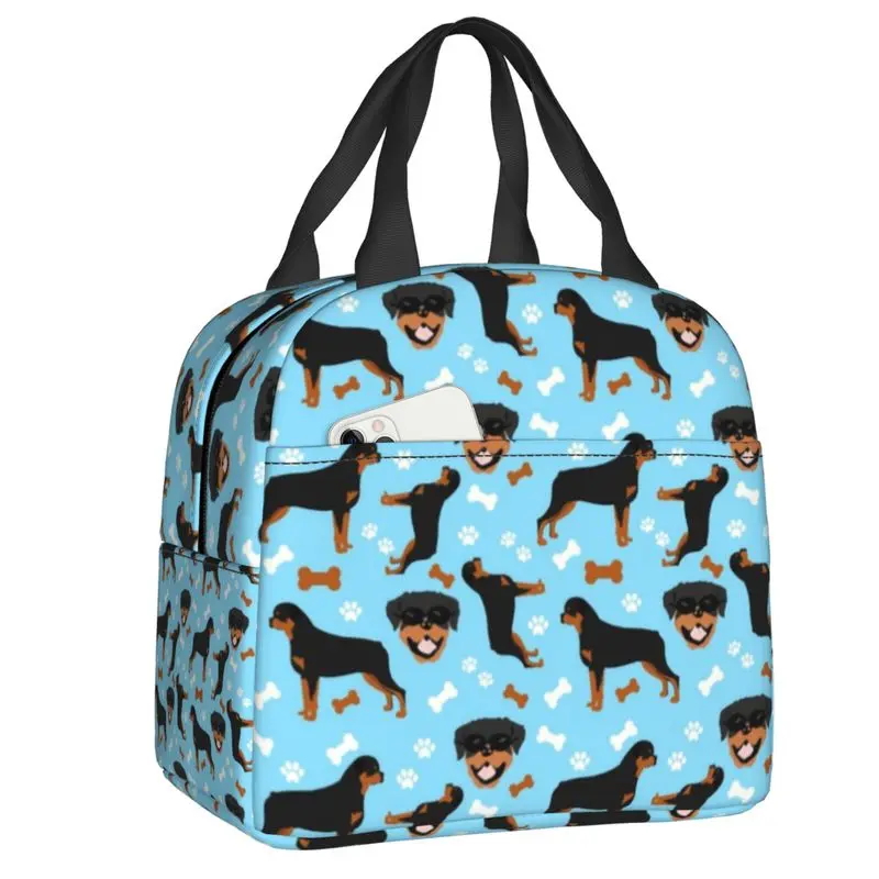 Rottweiler Dog Breed Resuable Lunch Box for Women Leakproof Animal Thermal Cooler Food Insulated Lunch Bag Kids School Children