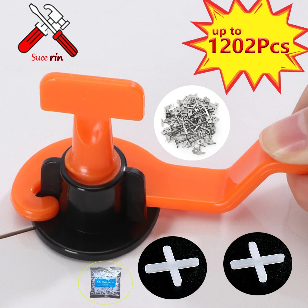 11-1202Pcs Top Ceramic Floor Tile Leveling System Clips Set Leveler Adjuster Tile Wall Laying Locator Spacer Construction Tool