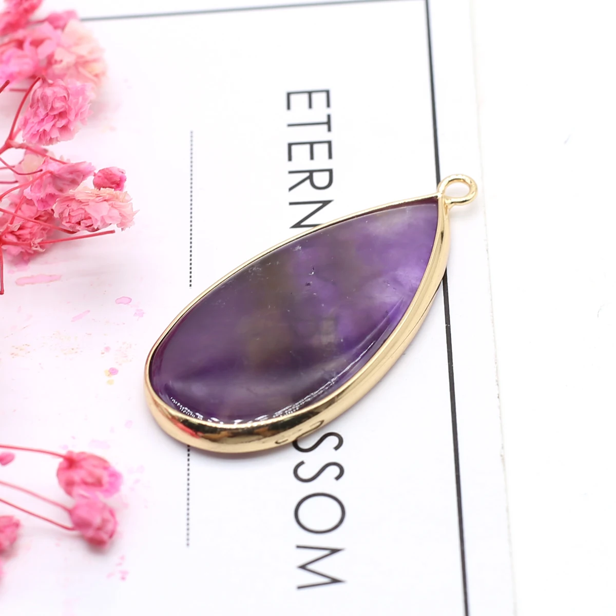 Natural Amethysts Pendant Charms Natural Purple Quartz Crystal Connector For Healing Pendulum Jewelry Earring Necklace Making