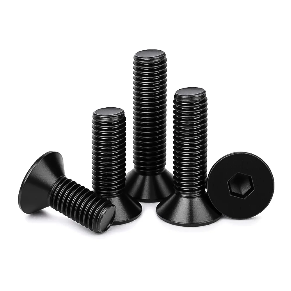 DIN7991 Hexagon Hex Socket Head Flat Countersunk Allen Bolt Screw M2M2.5M3M4M5M6M8M10M12 Black Grade10.9 Steel Hex Socket Bolts