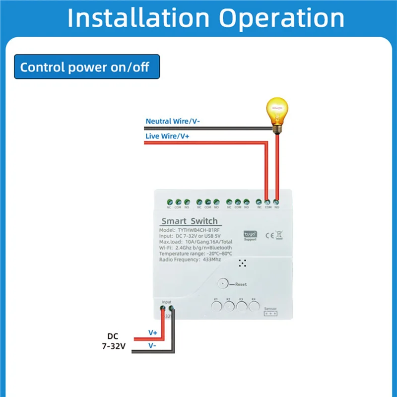 

BAAY Tuya Wi-Fi 4-канальный интеллектуальный переключатель, датчик температуры и влажности, умный переключатель, датчик температуры + переключатель 85-250 В