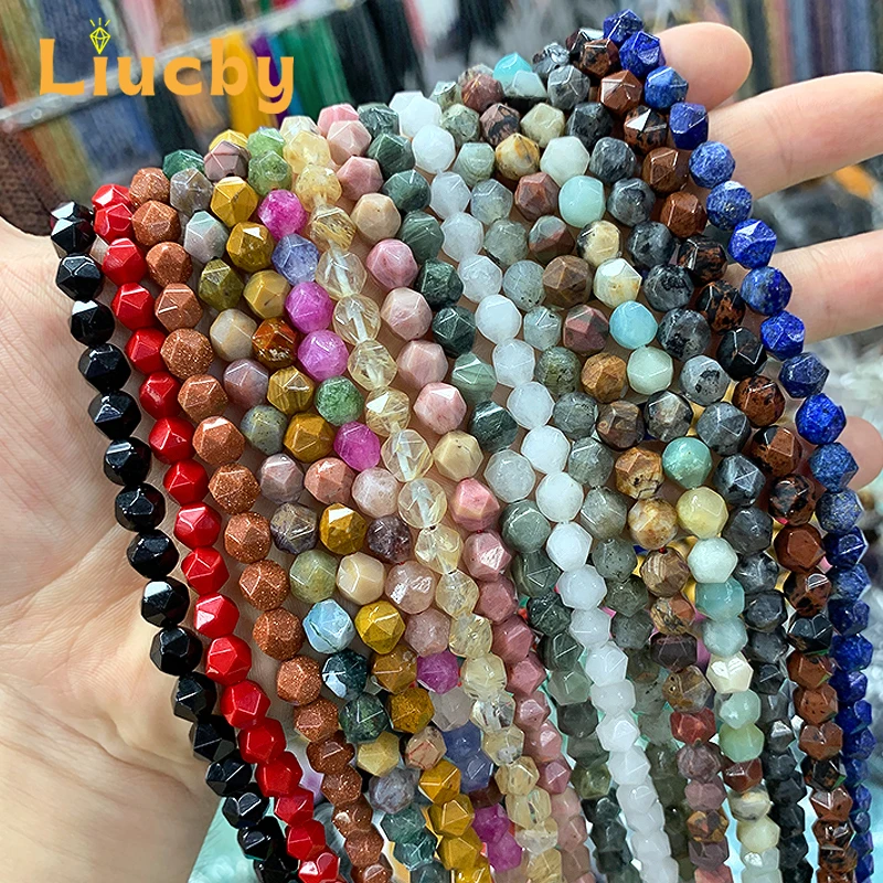 Natural stone Faceted Handmade Beads DIY woman Earrings Bracelet anklet Necklace For Jewelry Making 15\