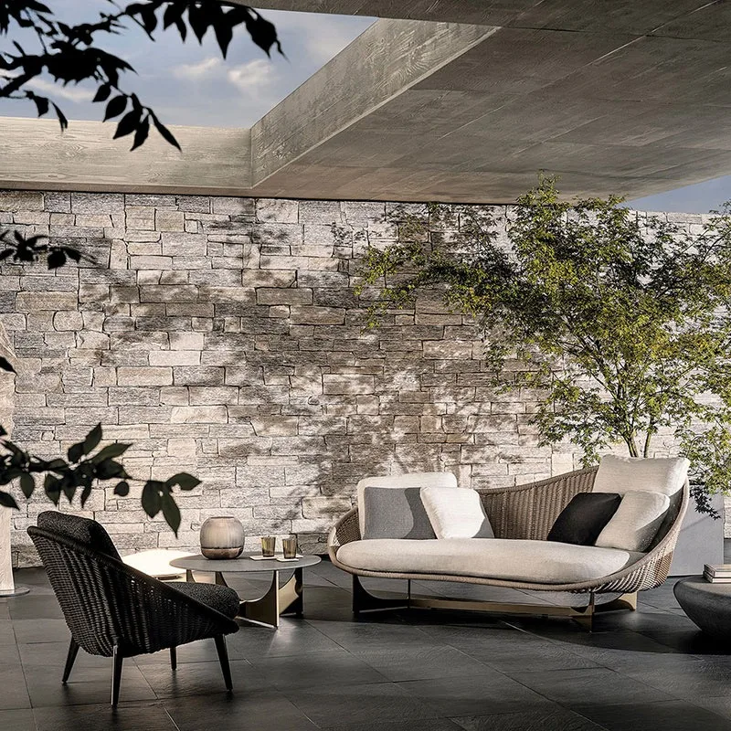 Nordic outdoor rattan sofa simple casual outdoor garden teak weave