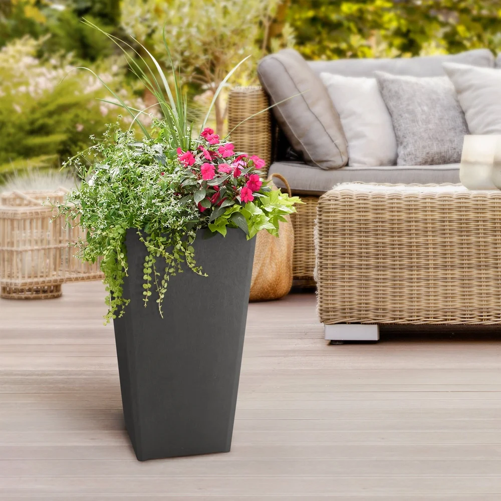 Self-Watering Indoor Outdoor Planter Lightweight Durable Weather-Resistant 24 Inch Avondale Planter with Drain Plug Perfect