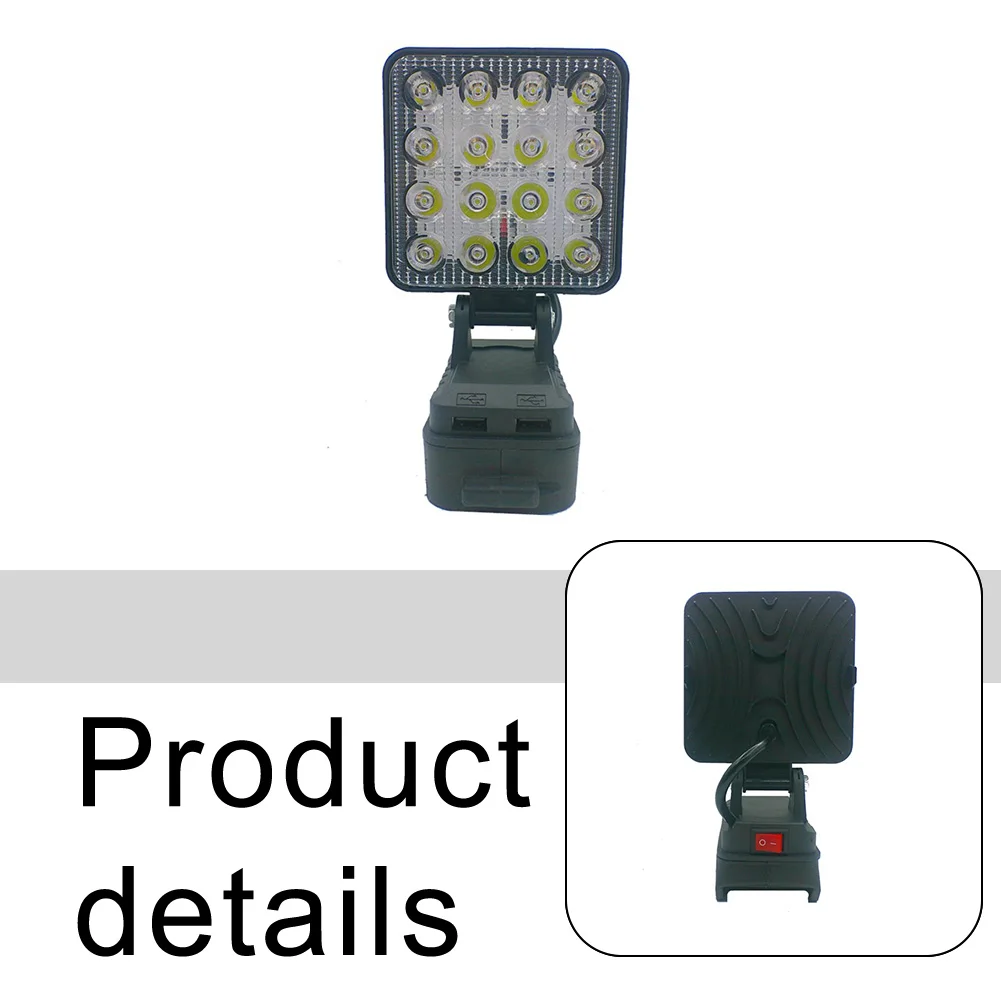 コードレス20V LED作業灯、2つのUSB充電ポート付き、屋外照明、作業場照明両用