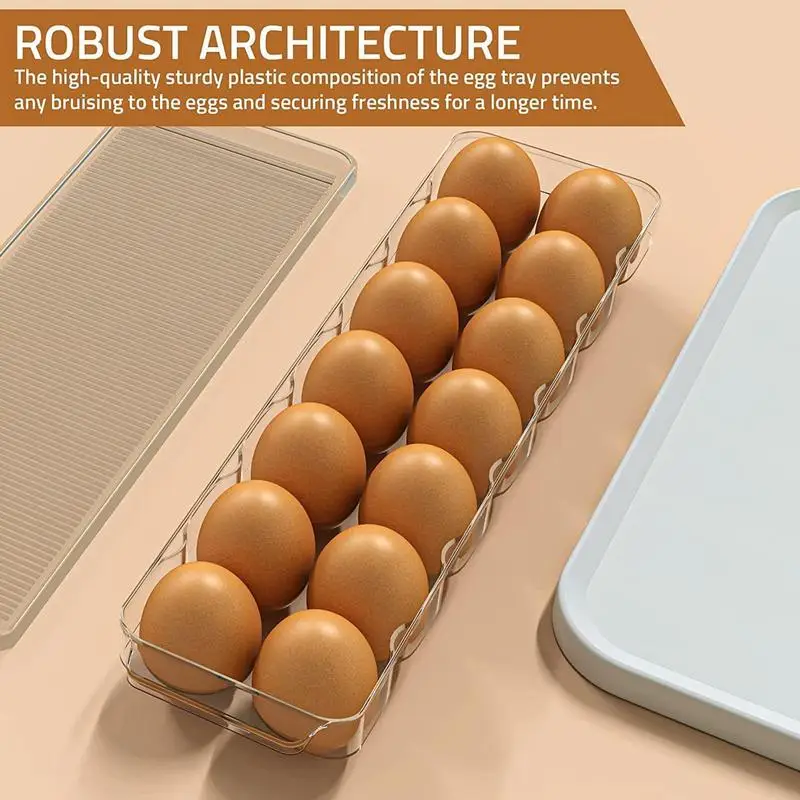 Egg Holder For Refrigerator 14 Compartment Kitchen Egg Holder For Refrigerator Transparent Egg Container For Home Office And