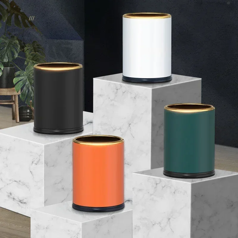Metal Gold Large Trash Bin for Bedroom for Bathroom Long Lasting High Quality Sturdy Construction Easy Installation