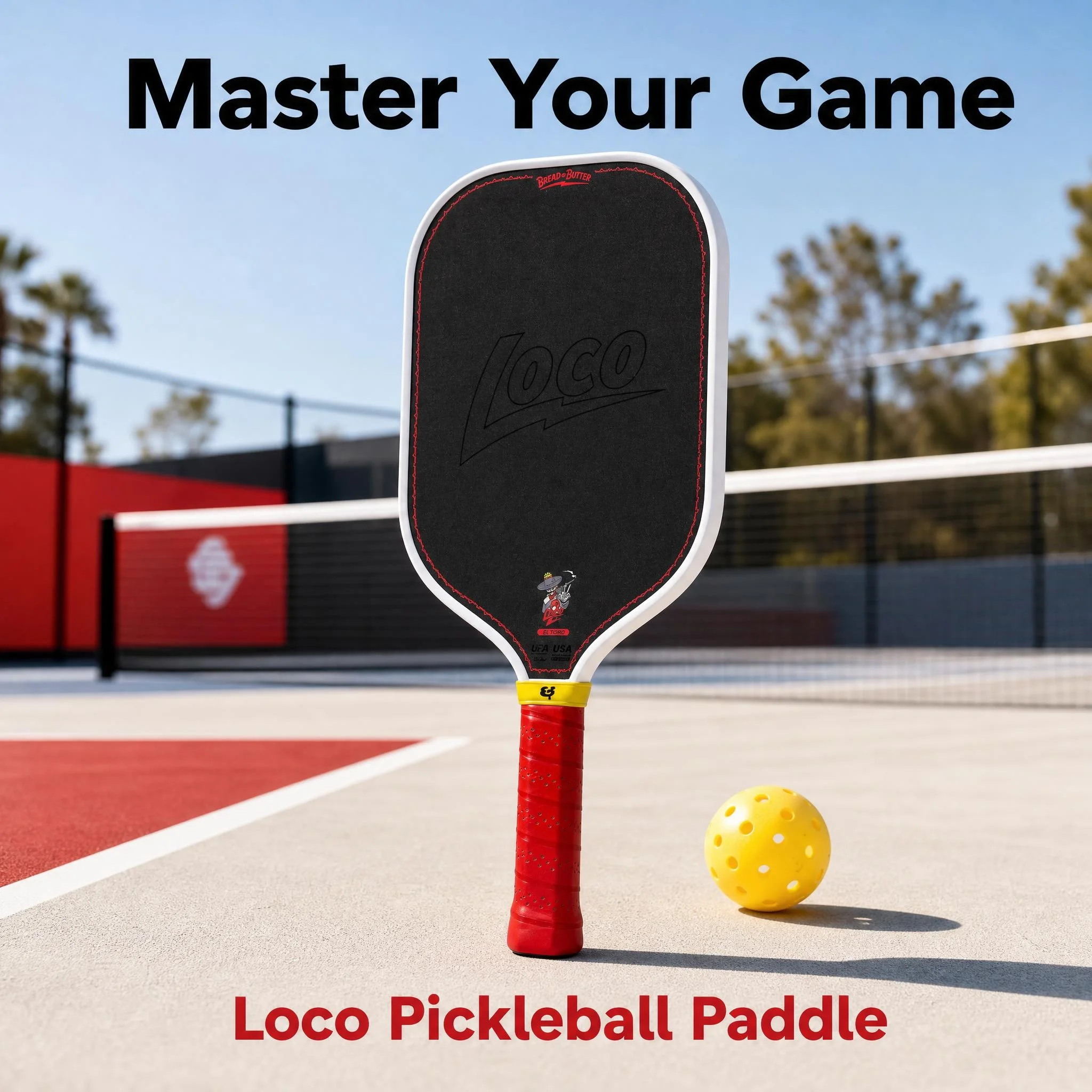 Raquette de pickleball Bread Butter Loco 2, noyau en mousse à double densité de 16 mm, surface texturée thermoformée, raquette professionnelle pour le spin
