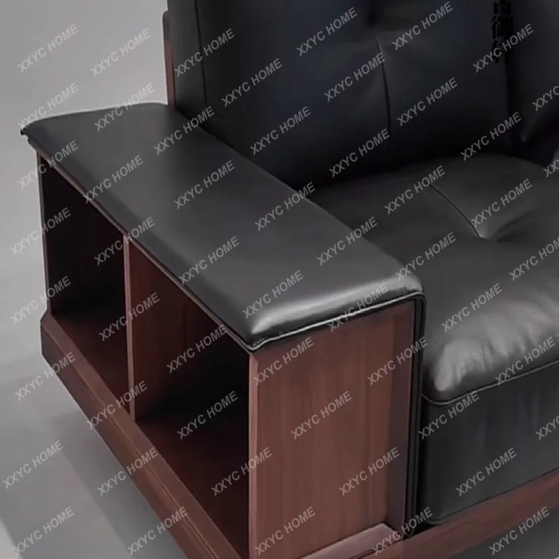 

Q New Chinese black walnut ash solid wood straight sofa sofa