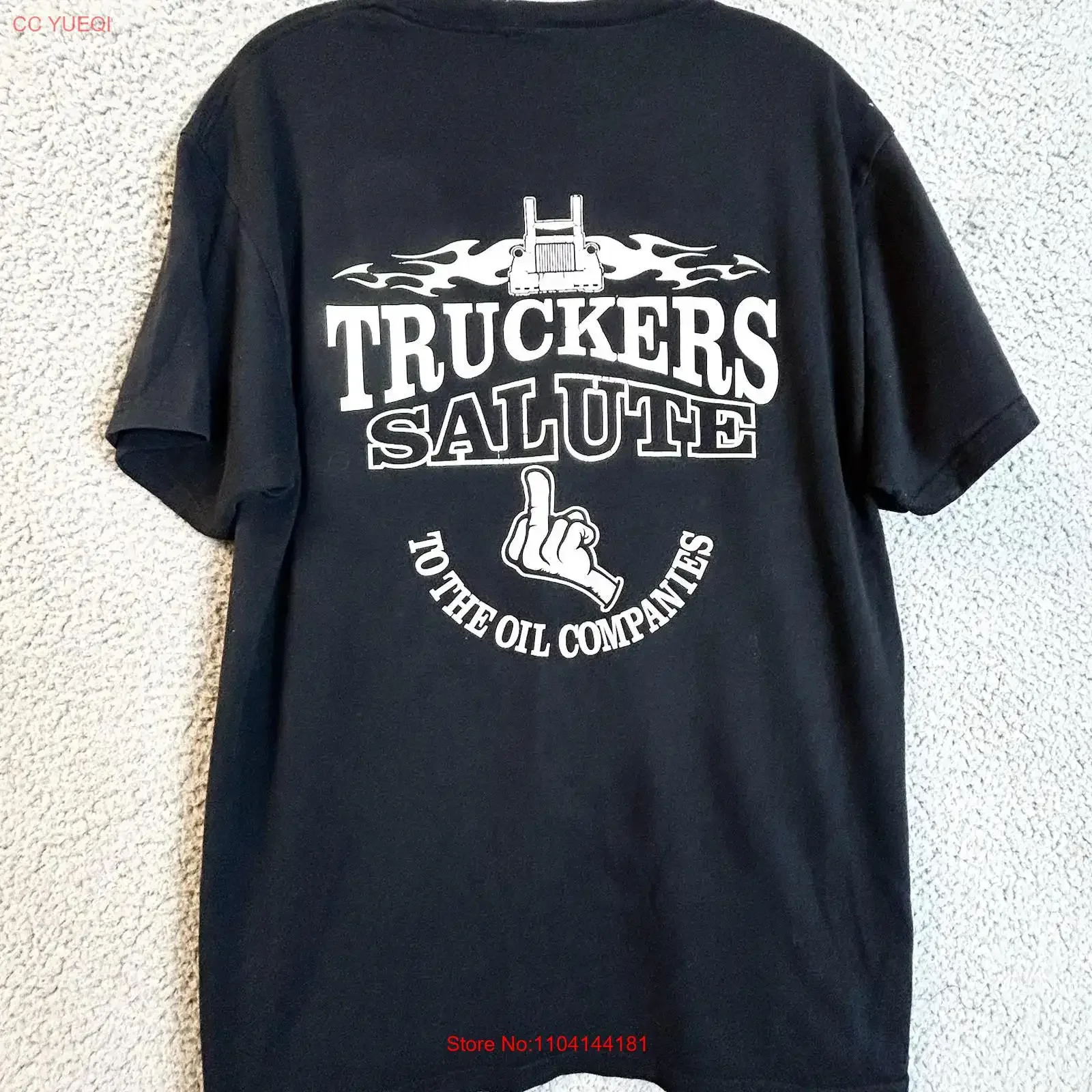 VTG Truck Drivers Middle Finger T Shirt Black Size L Truckers Salute Humor long or short sleeves vintage Washed graphic