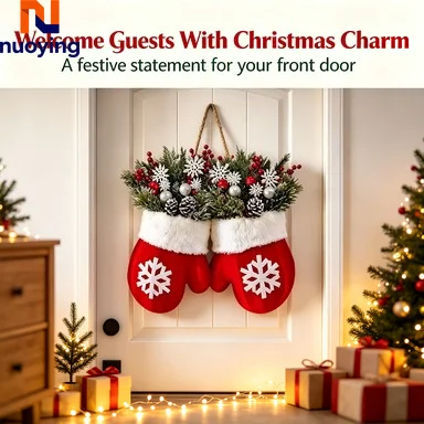 Guirlande artificielle en forme de gants de Noël, couronne murale pour porte d'entrée, décoration de Noël pour la maison et l'arbre de Noël