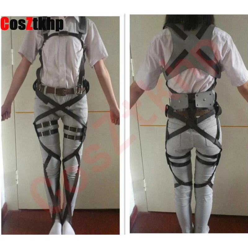 New Attack On Titan Japanese Anime Shingeki No Kyojin Recon Corps Harness Belts Hookshot Cosplay Costume Adjustable Belts Trench