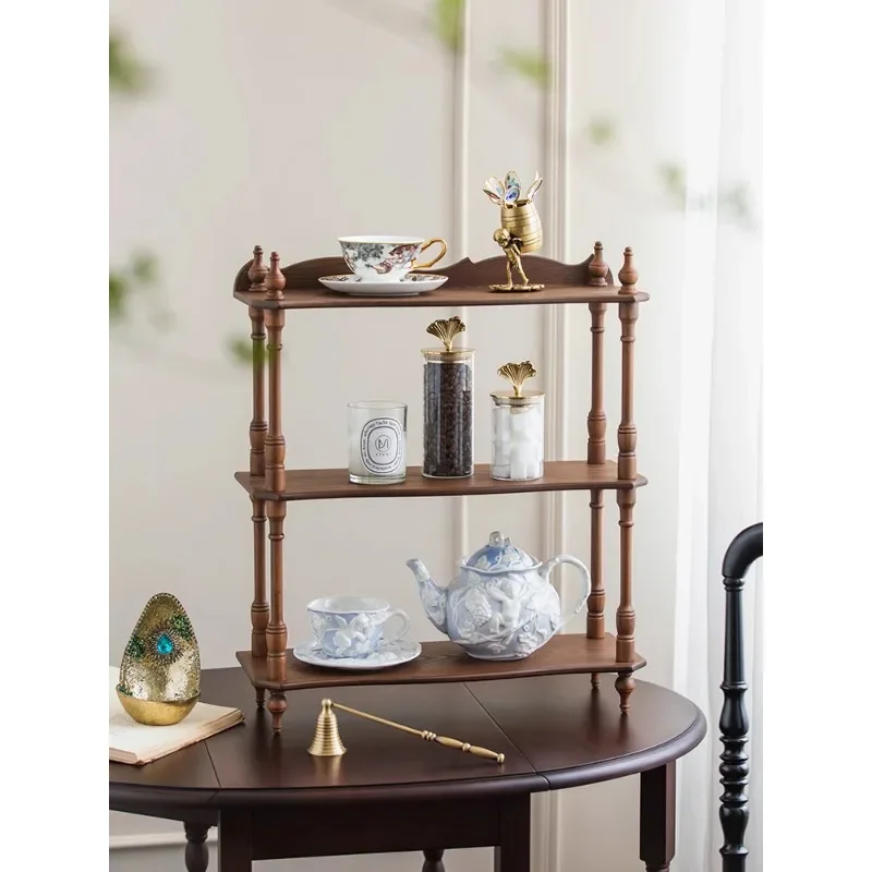 

Harvest hut retro desktop cup multi-layer storage rack decorative corner living room floor flower stand medieval display rack