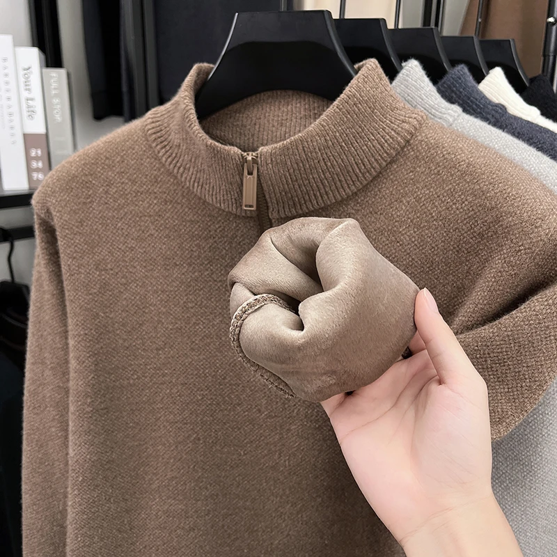 Luxusmarke Herrenpullover Winter Neu Verdickter Warmer Rollkragenpullover Mode Klassischer Paul Pony Bestickter Samt-Strickpullover – Detail 25