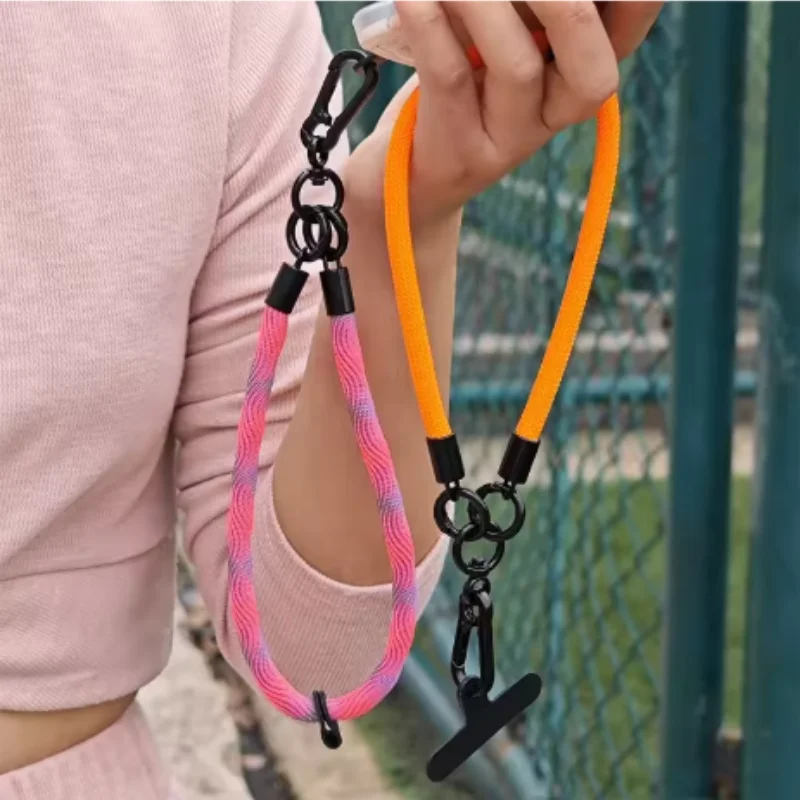 Handy-Lanyard zum Aufhängen, Dekoration, kann gedragen werden, Twist-Seil, Anti-Verlust-Anhänger, modisch, grob, starkes Handgelenk, kurze Riemen