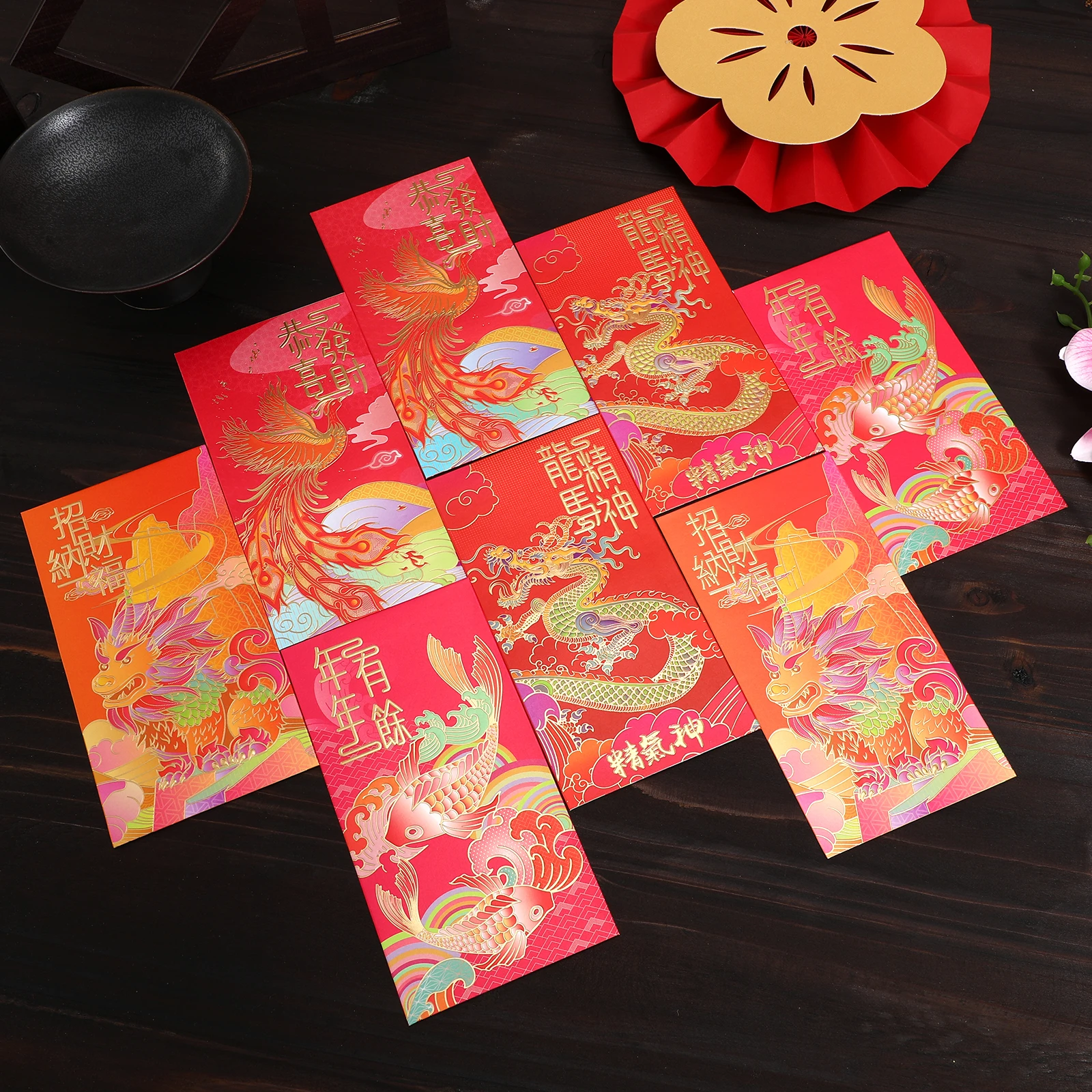

12Pcs Paper Red Envelopes Creative Chinese Style Lucky Money Packets for New Year 2024 Red Packets Spring Festival