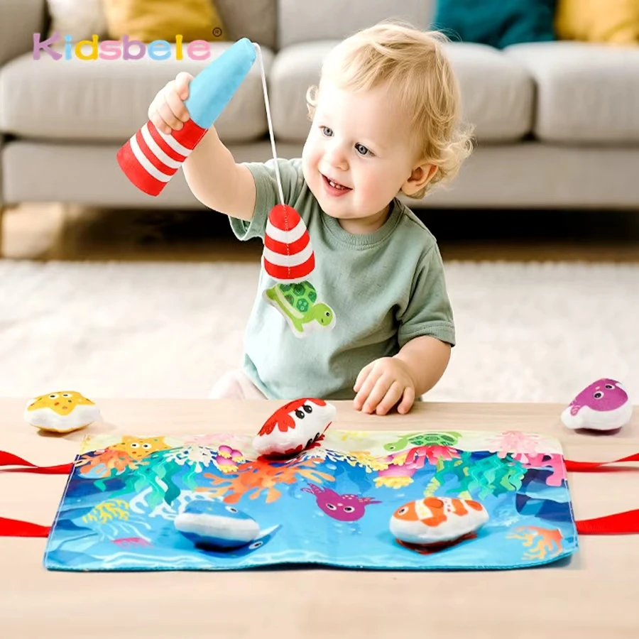 Jeu de pêche Montessori assorti, jouet de pêche en tissu, tri des couleurs, cadeau de noël Portable pour les tout-petits de 6 à 12 mois, jouet sensoriel