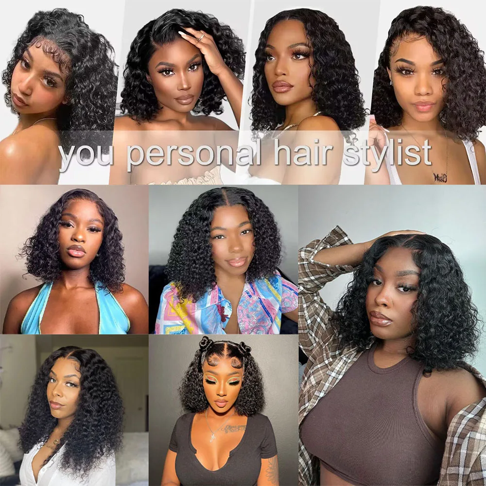 Short Bob Lace Frontal Wig Human Hair 13x4 Deep Wave 180 Density Lace Front Wigs Short Bob Wig Human Hair Lace Frontal Wigs