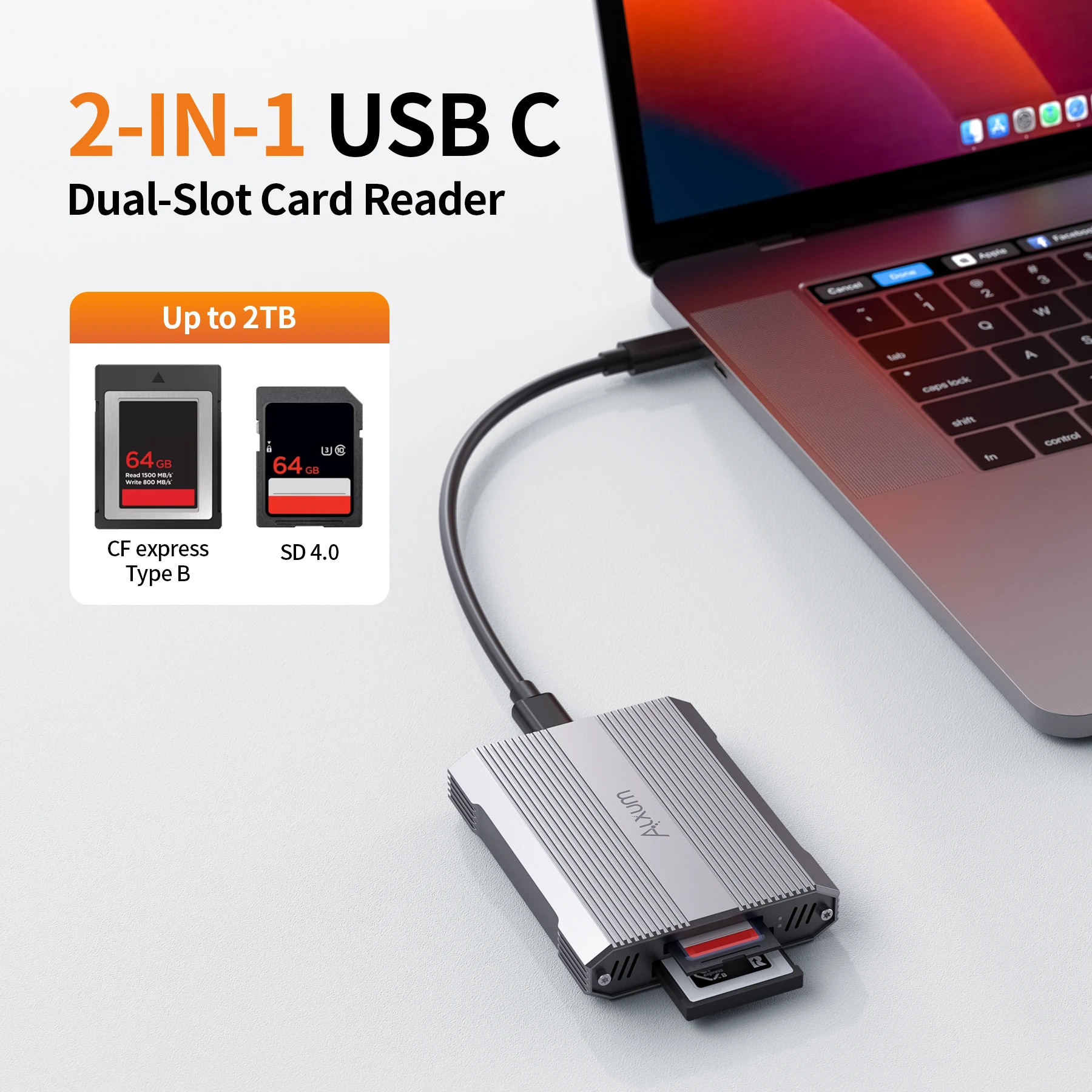 Premium Aluminum USB C 10Gbps Card Reader to SD4.0 CFexpress Type B Ultra-Fast Data Transfer for Mac Windows iPad Android Linux