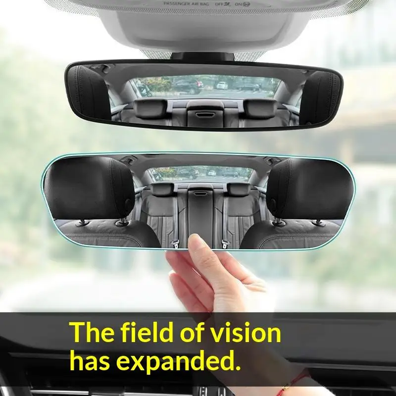 Car Rearview Mirror Sun Visor Antiglare Wide Angle Convex Velcro Fastening Anti-glare for Rainy Foggy Days