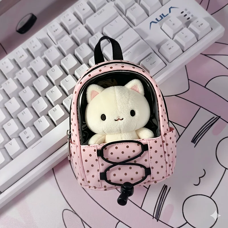 1pc 2-In-1 Polka Dot Portable for doll Bag, Wide Opening Easy Access for doll Storage Pouch, for 3.94inch Plush Figures