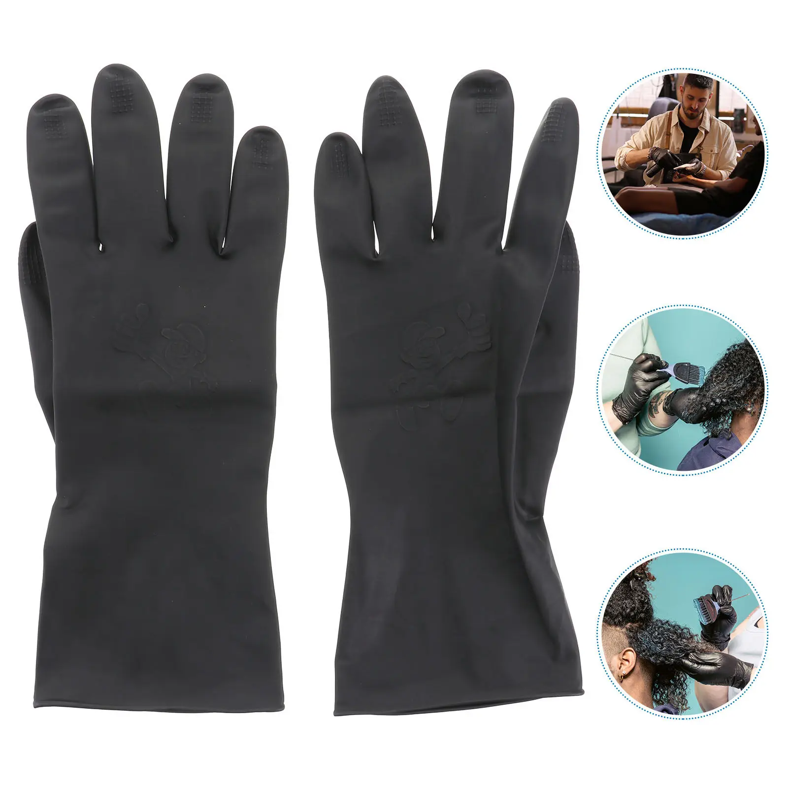 

3Pairs Hair Dye Gloves Waterproof Anti-Slip Hair Shampoo Gloves Hairdressing Supplies Salon Tools Black Size S