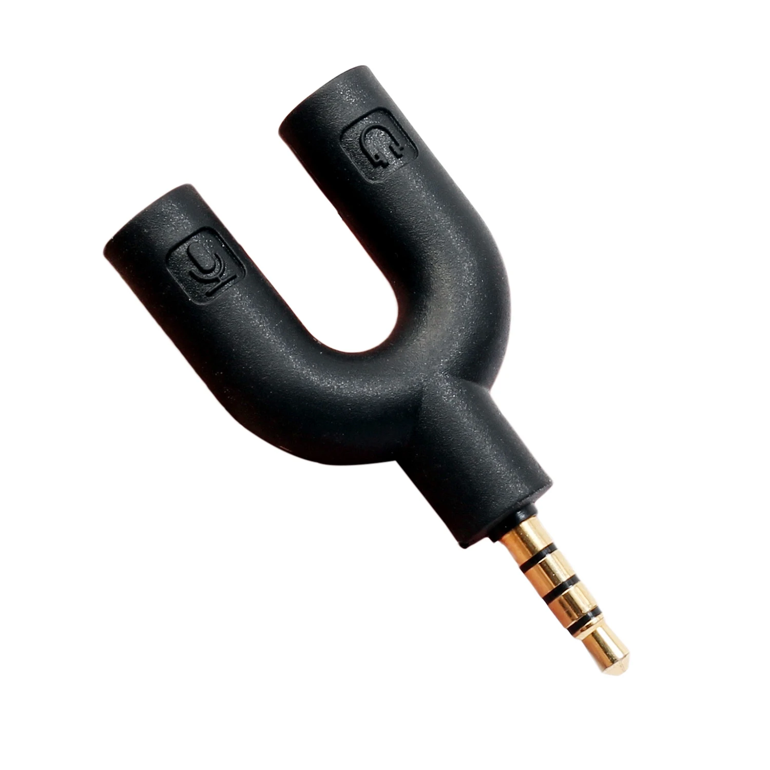 U Type Adapter Dual 3.5 MM Headphone Plug Audio Cables Splitter Microphone 2 in 1 Swivel Connector for Android iPhone image 2