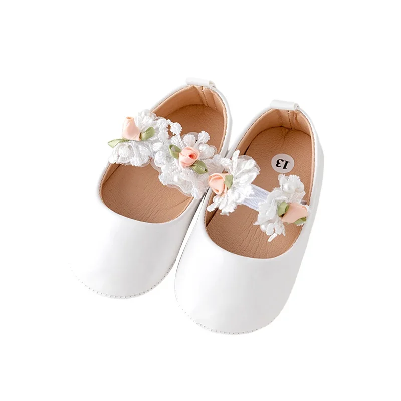 

Baby Girl Premium PU Flats Infant Flower First Walker Crib Shoes for Party Festival Baby Shower