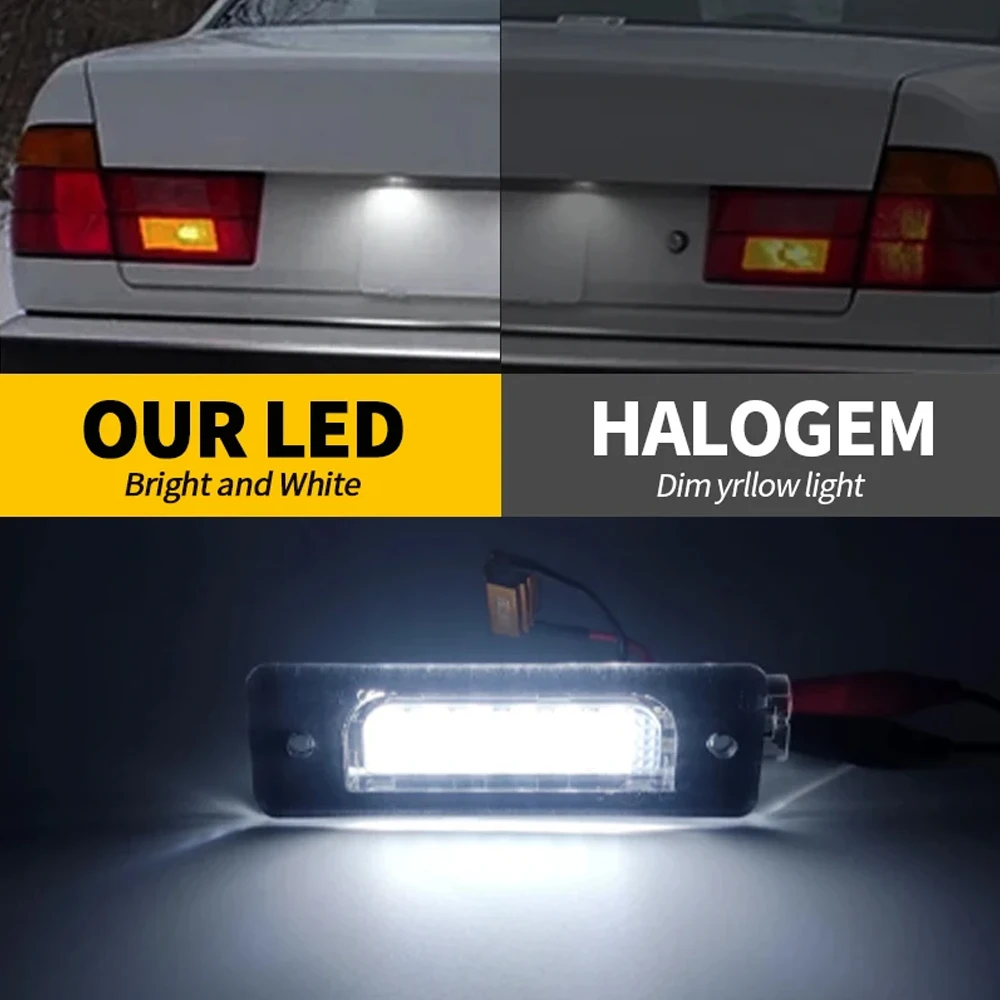 2 قطعة الأبيض Canbus LED رقم لوحة ترخيص ضوء مصباح لسيارات BMW 5 سلسلة E34 1988-1996 لسيارات BMW 7 سلسلة E32 1986-1994 اكسسوارات السيارات #3