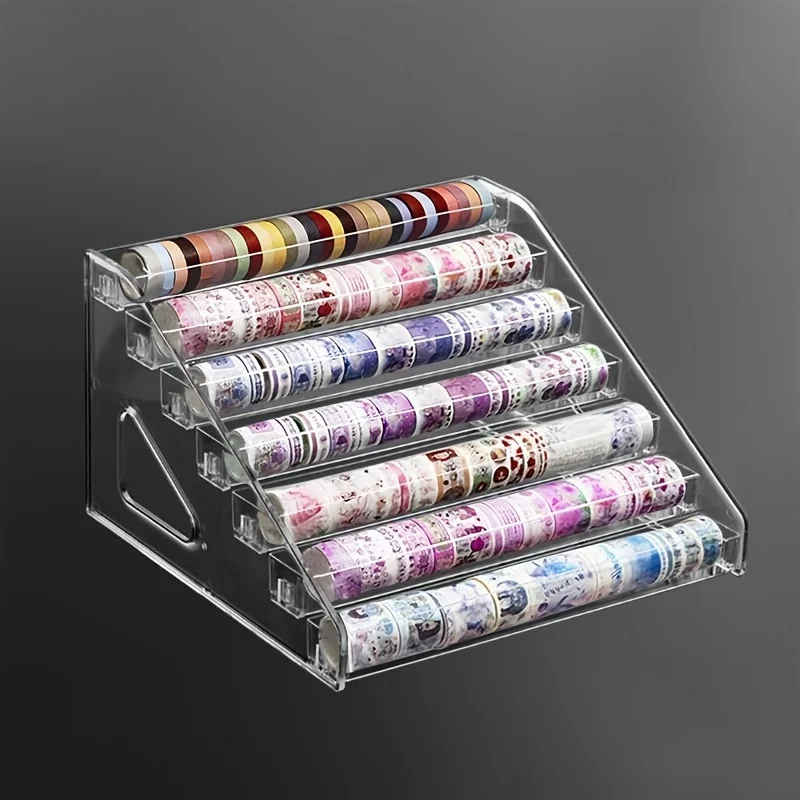 Versatile Acrylic Organizer for Tape, Stickers & More - Clear 3-7 Tier Display Stand for Desk & Tabletop Storage