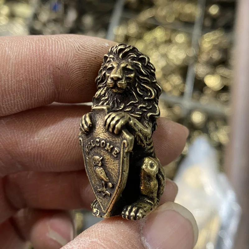 Standing Little Lion Small Copper Piece Owl Shield Copper Lion Brass Lion