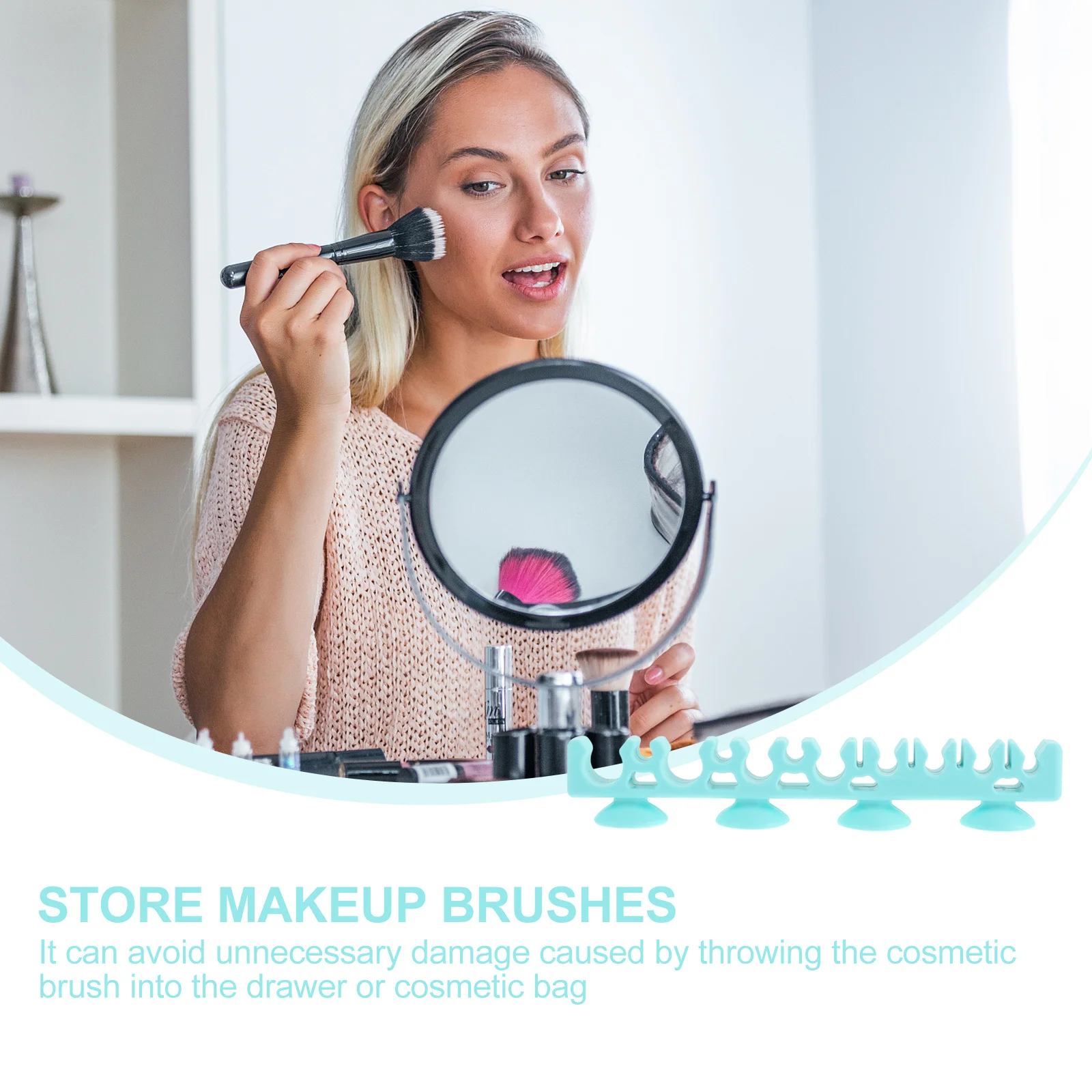 

1Pcs Cosmetics Brush Organizer Rack Fine Workmanship Suction Cup Drying Beauty Makeup Brush Shelf Makeup Tool Organizer Rack