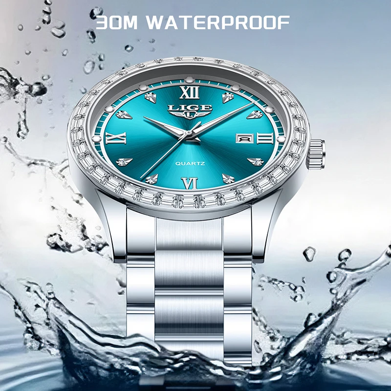 ساعة LIGE للرجال موضة ستانلس ستيل مقاومة للماء ساعات رياضية للرجال كاجوال للأعمال مضيئة كوارتز كرونوغراف ساعة ذكر