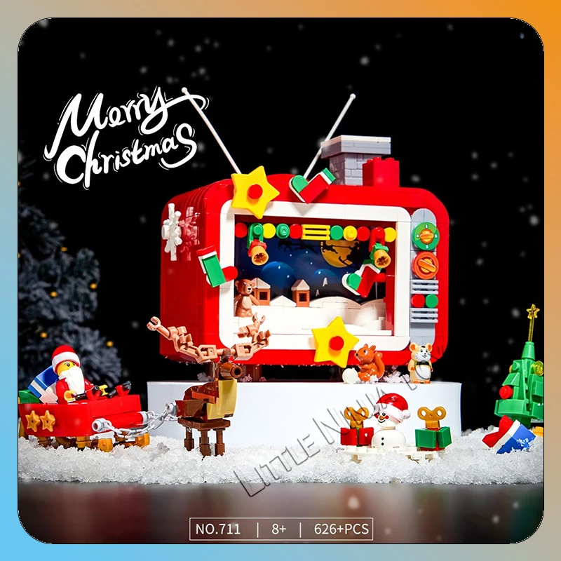 

DK711 Christmas Series TV Train Small Particle Children's educational building block toys