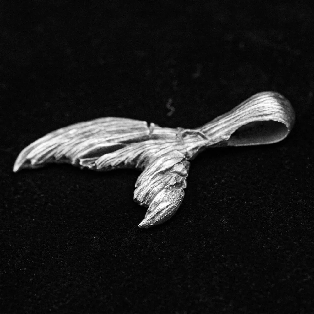 

Europe and America Retro Silver Color Fine Grave Fishtail Texture Necklace UNISEX Ocean Elements Everyday Versatile Necklace