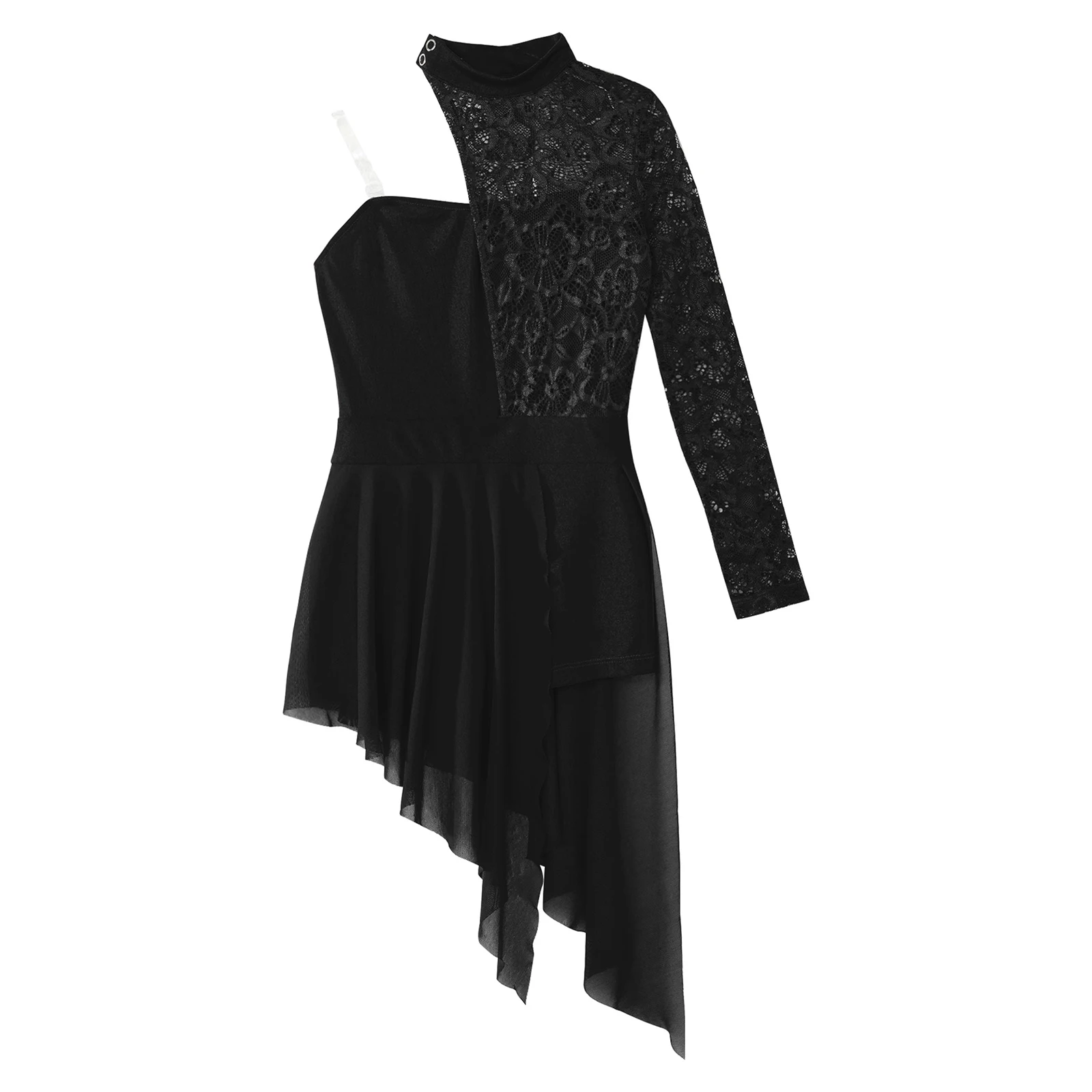 Robe de danse lyrique moderne pour filles, dentelle florale, justaucorps de ballet, vêtements de danse Jazz Cha-cha pour enfants, costume de patinage artistique